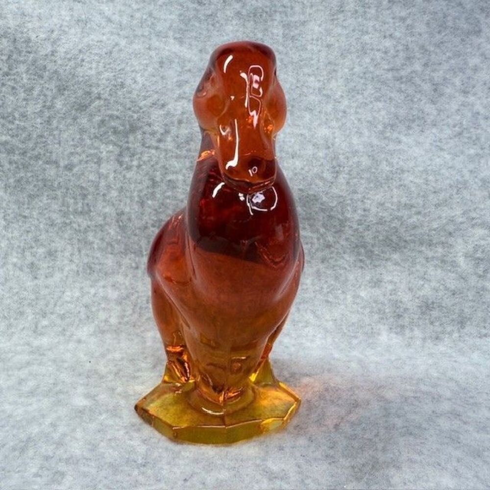Vintage 1960s Viking Art Glass Amber Duck Epic Line Tucked Bill 4-1/2" Figurine - Picture 2 of 9